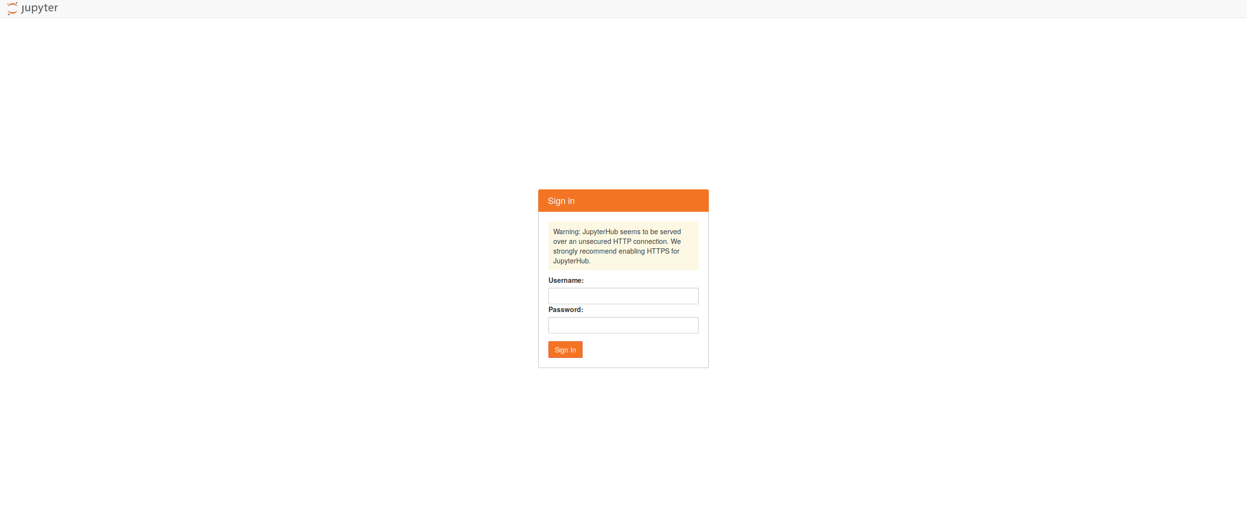 JupyterHub login page