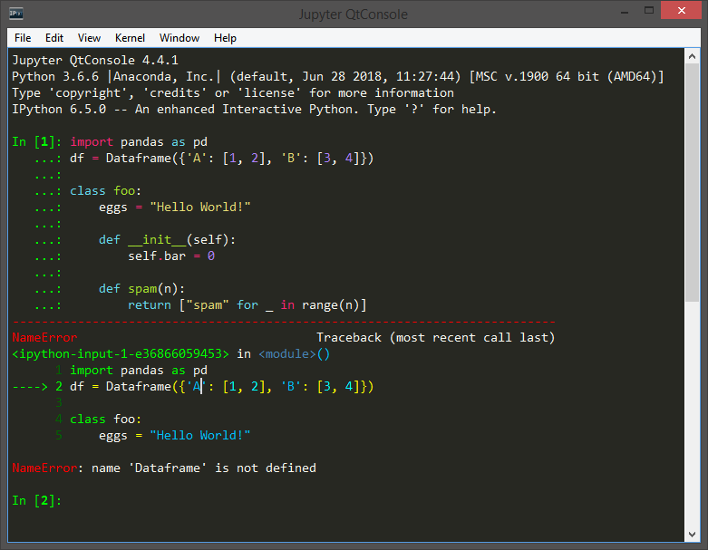 QtConsole‘s syntax-highlighted output with a user-selected theme, now available with external editors