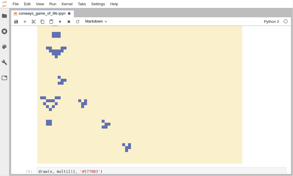 Draw image from NumPy array (left), implementation of the Game Of Life (right)