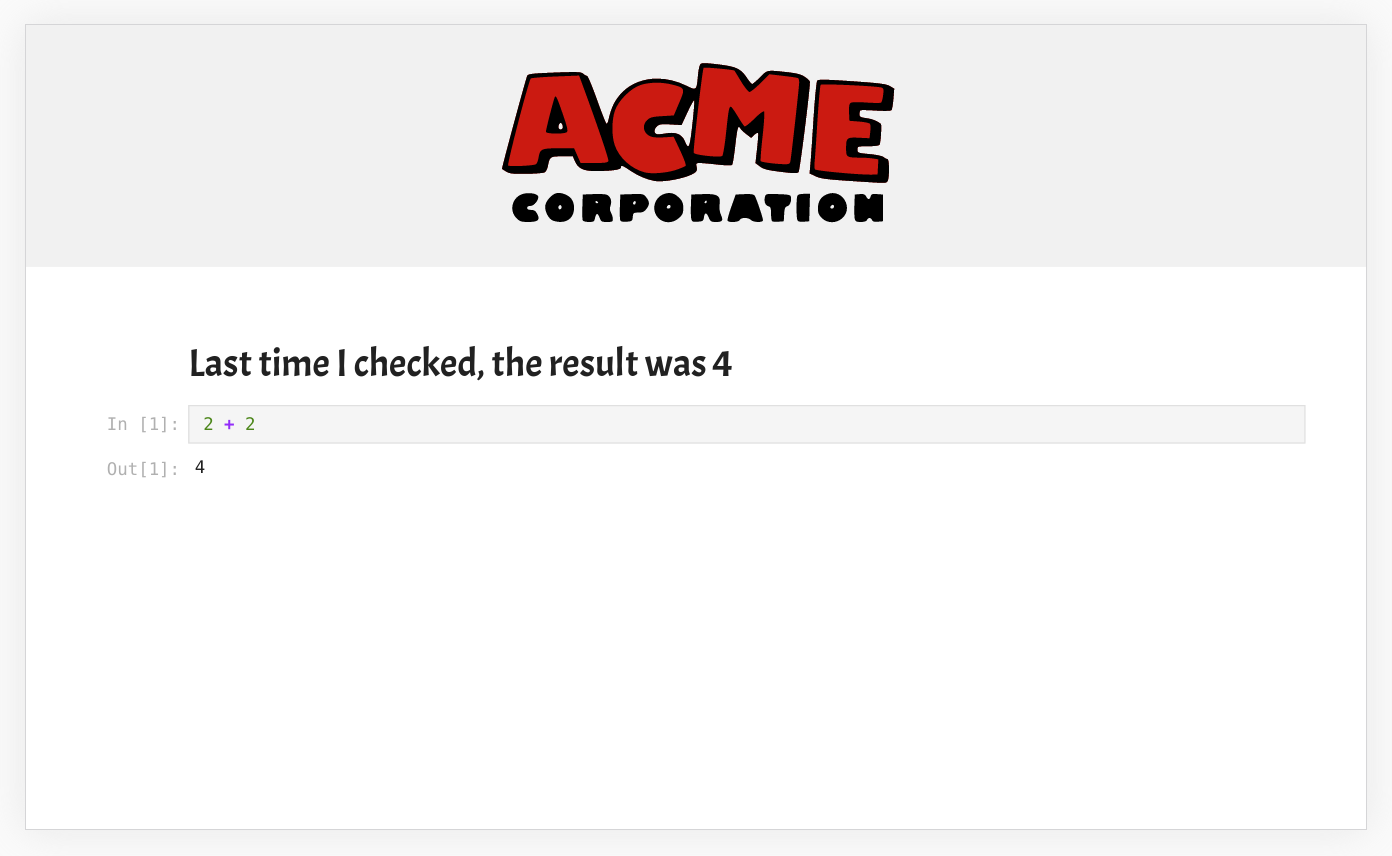 The HTML output of nbconvert with the acme template