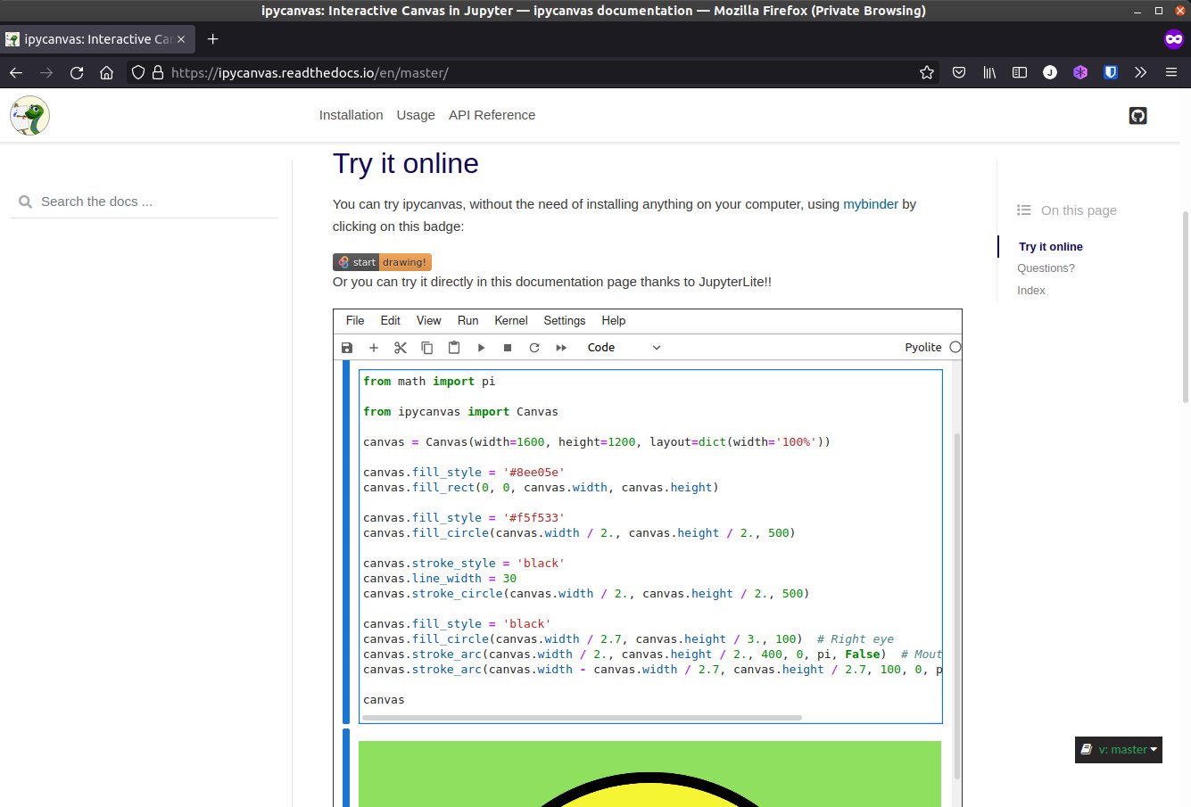 An interactive Jupyter Notebook on the ipycanvas documentation