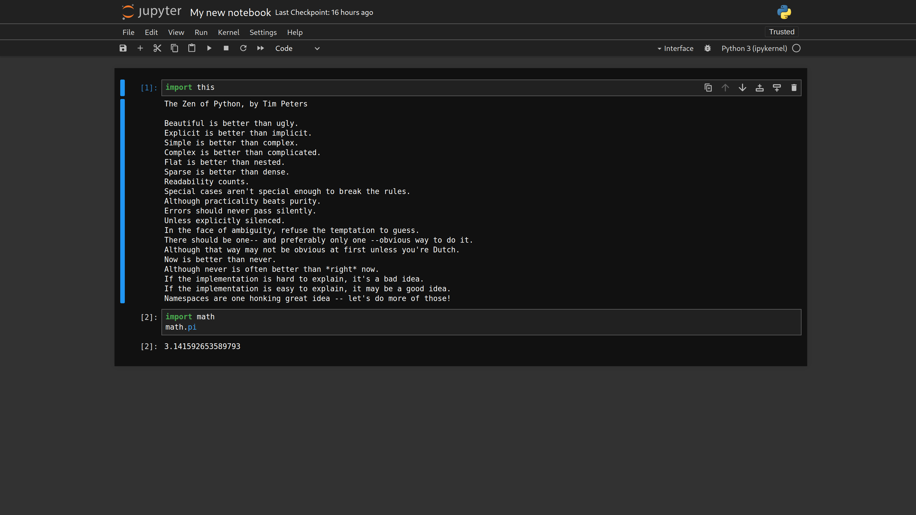 Jupyter Notebook 7 with JupyterLab Dark theme