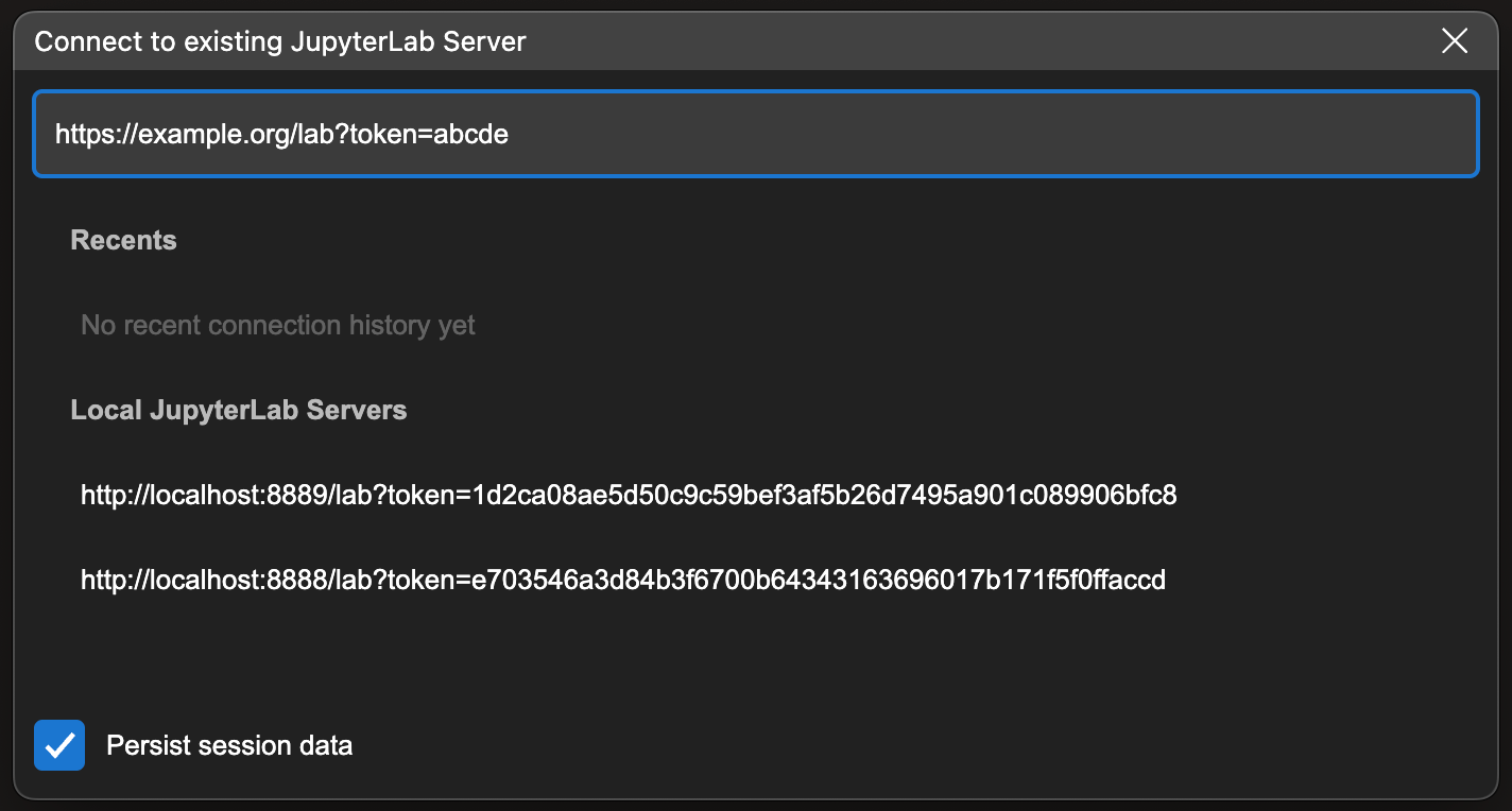 Connect dialog