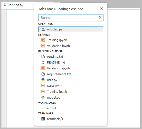 JupyterLab 4.2.0 Recently Closed Submodal