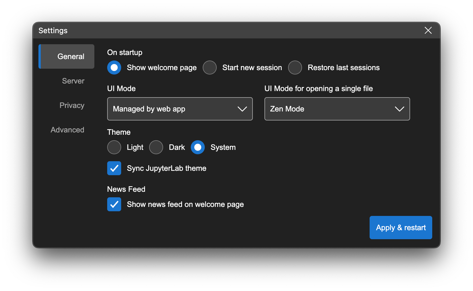 UI Mode configuration