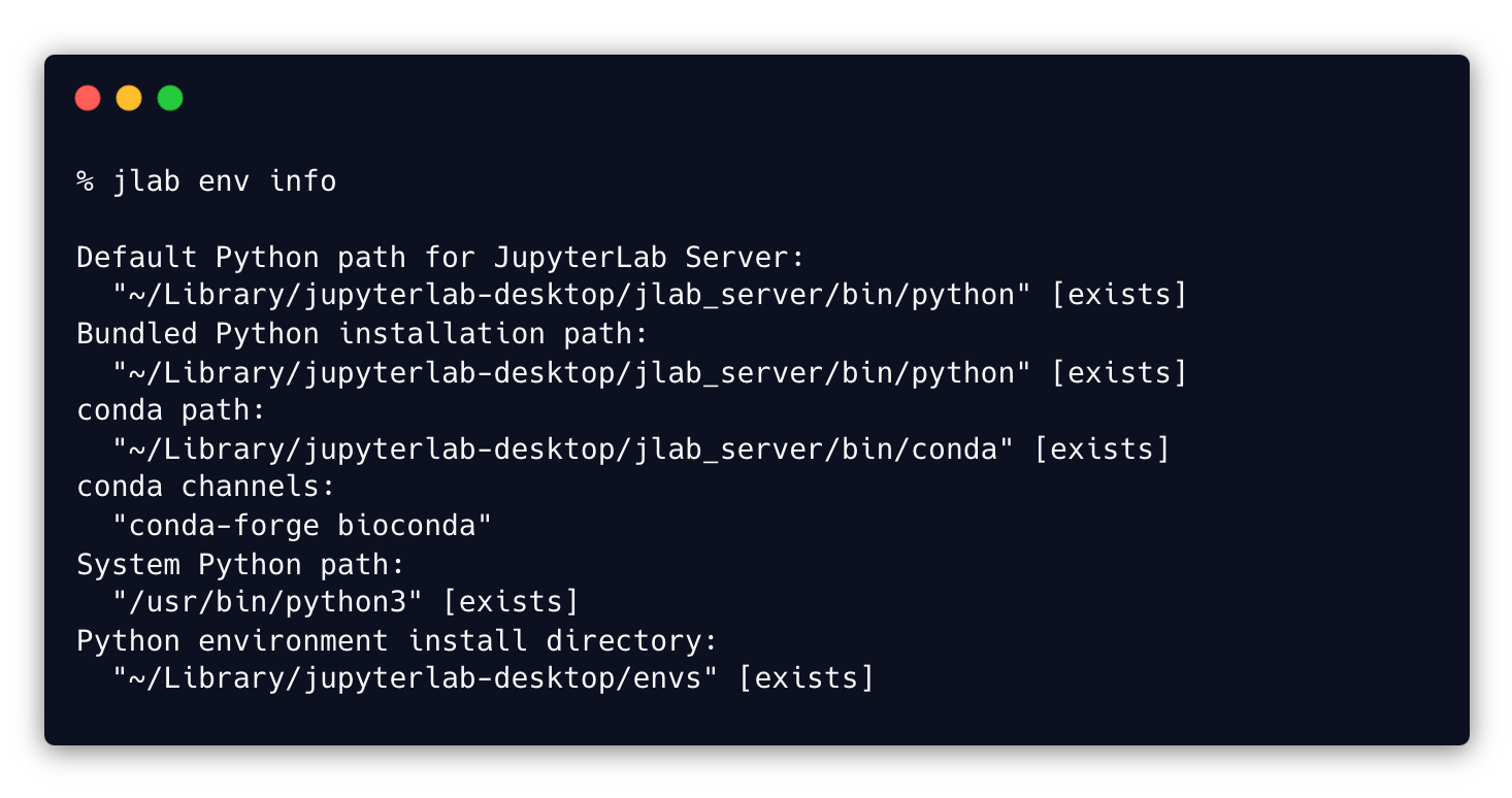 jlab env info command output