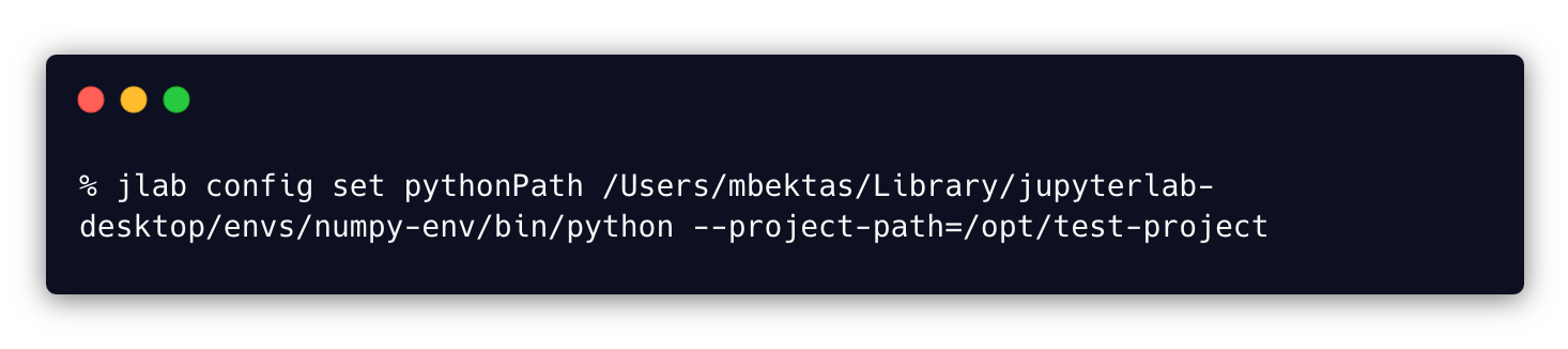 jlab config set commad to set project Python path