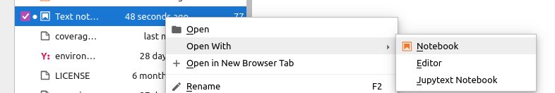 Right click to open a text notebook with the Notebook editor