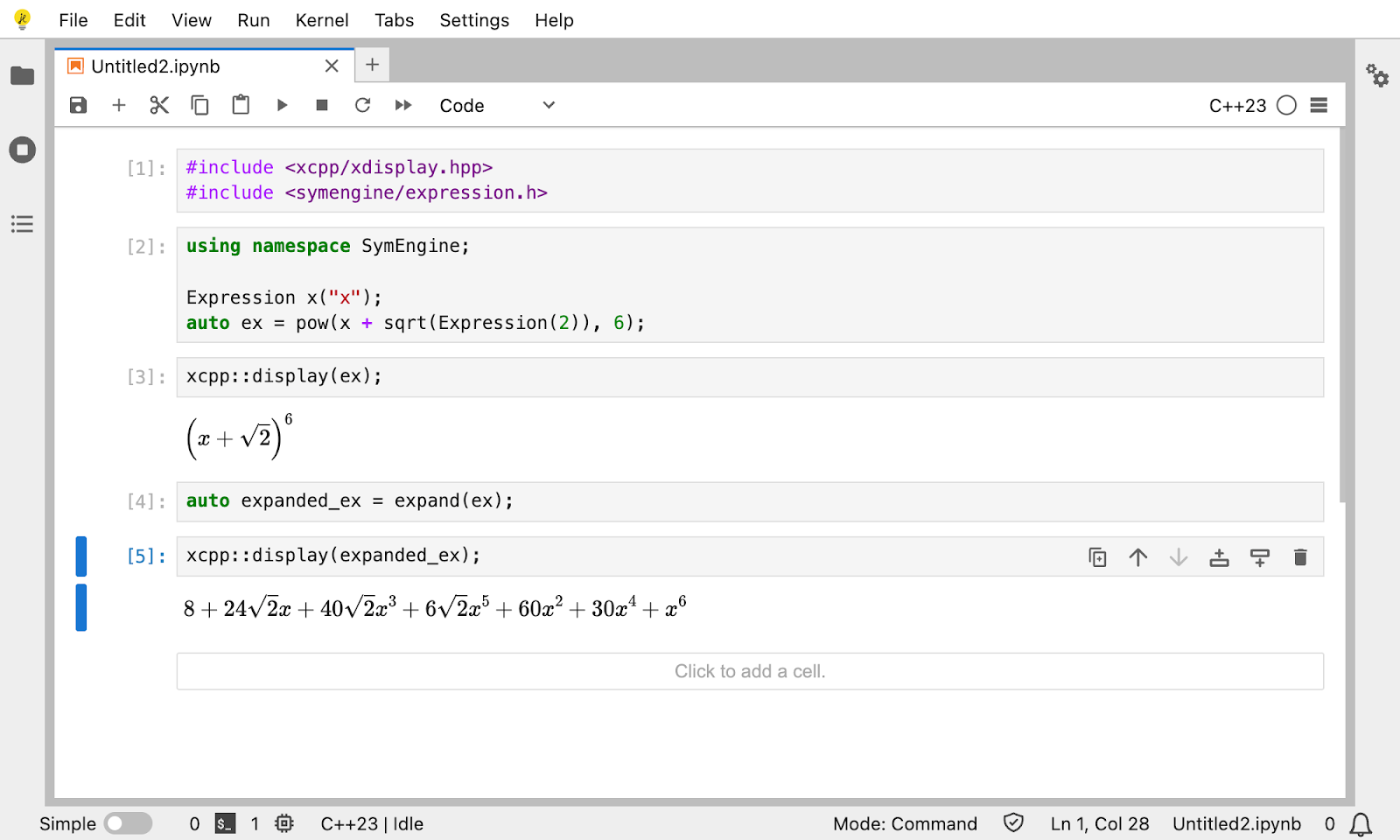 Rich mime type rendering used with Symengine