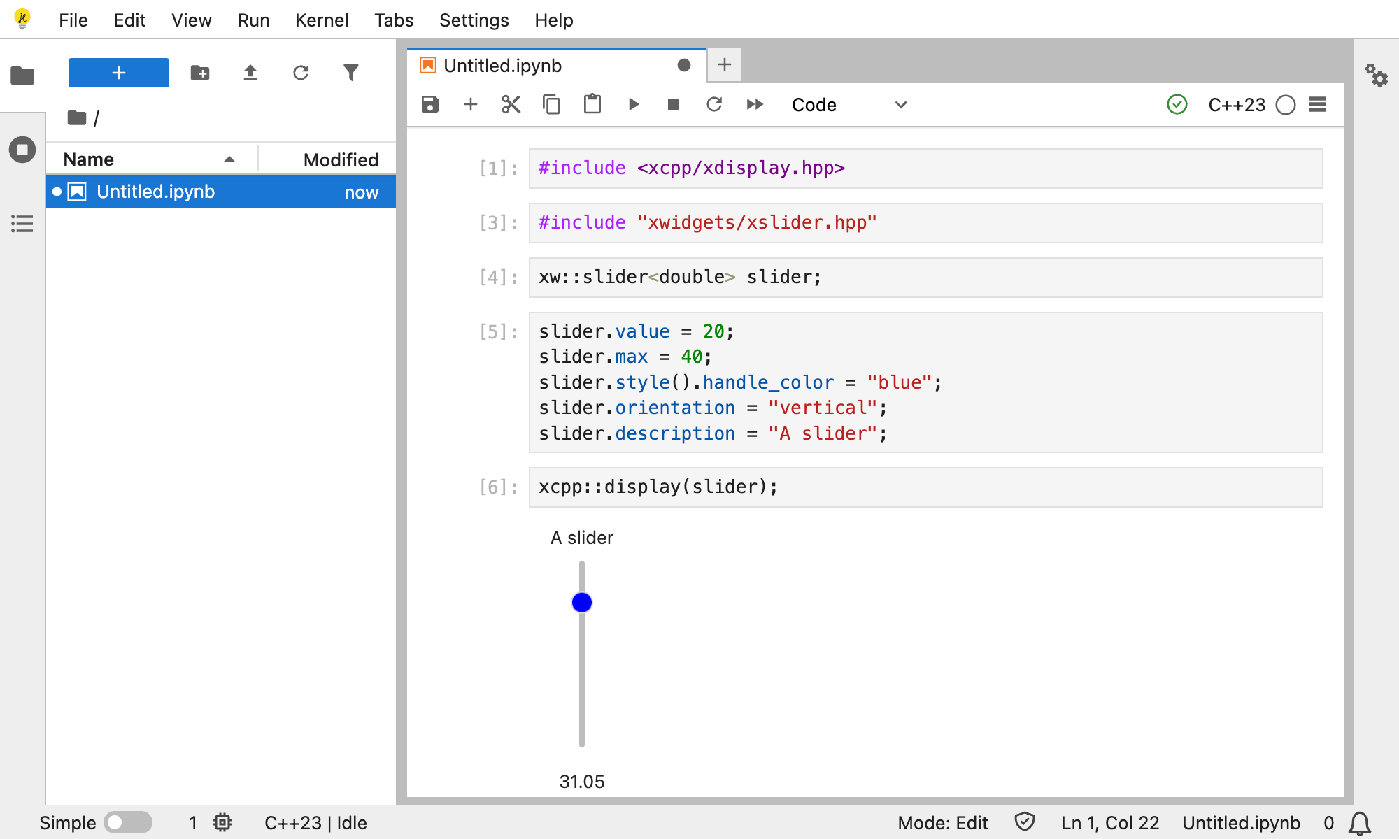 Displaying a slider using xwidgets