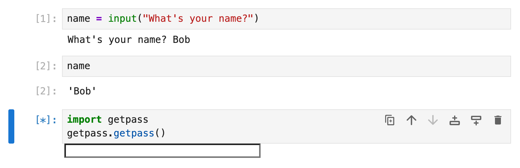 Using input() and getpass() in a JupyterLite notebook