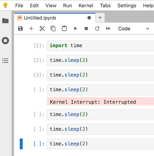 The stop button now cancels the execution of scheduled cells