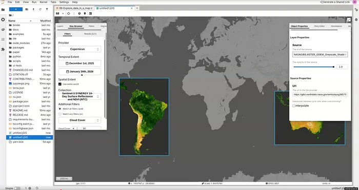 Exploring Sentinel 3 STAC in JupyterGIS
