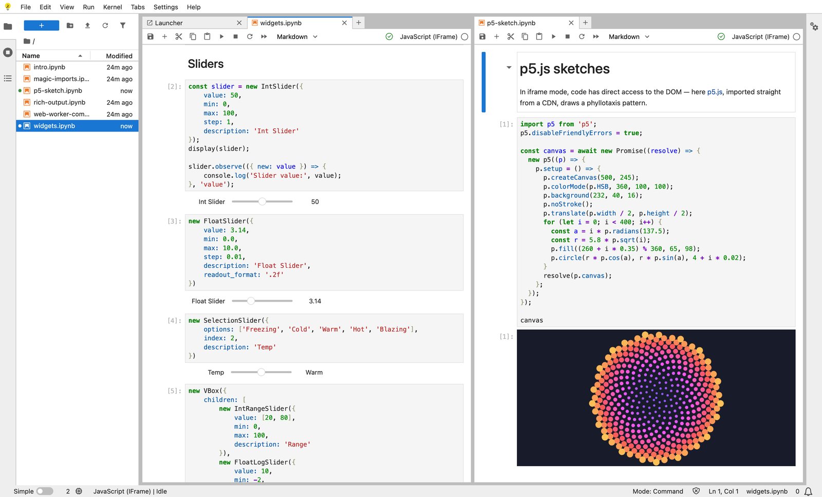 Jupyter Widgets and dynamic imports with the JavaScript kernel